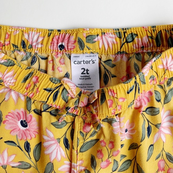 Mustard Yellow Floral Shorts w/ Ruffle Trim 2T - Picture 4 of 5